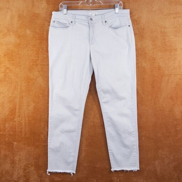 EILEEN FISHER Womens Jeans Size 14 Gray Wash Skinny Raw Hem Stretch Denim Pocket - Picture 1 of 8